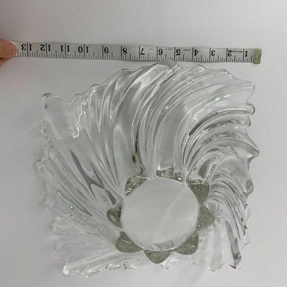 VTG Mikasa clear crystal swirl centerpiece bowl large 13" x 6" 4090 - Picture 6 of 9